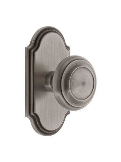 Grandeur Arc Rosette Door Set with Circulaire Knobs in Antique Pewter.